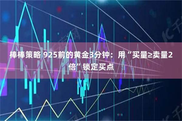棒棒策略 925前的黄金3分钟：用“买量≥卖量2倍”锁定买点